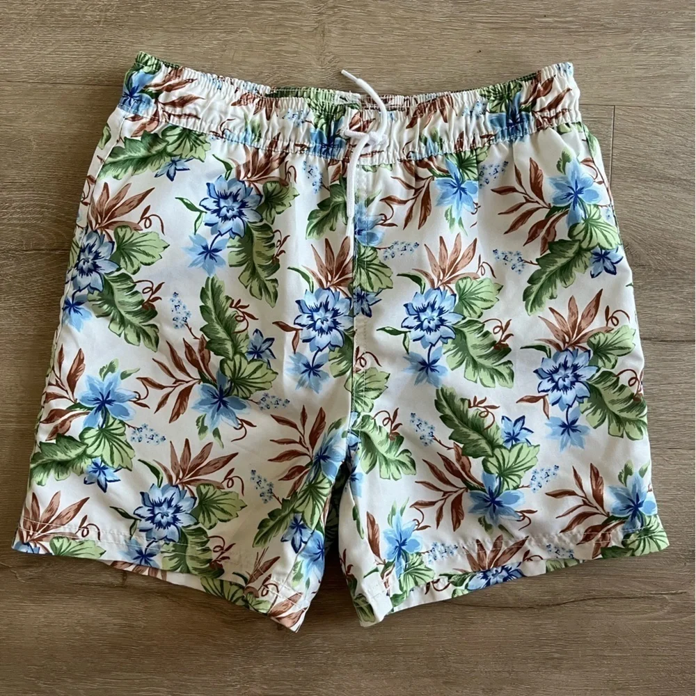 Janie And Jack Boys Tropical Floral Hawaiian Swim Trunks SZ 8
